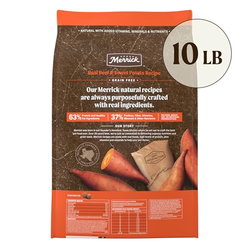 Comida seca premium Merrick sin colores ni conservantes artificiales.