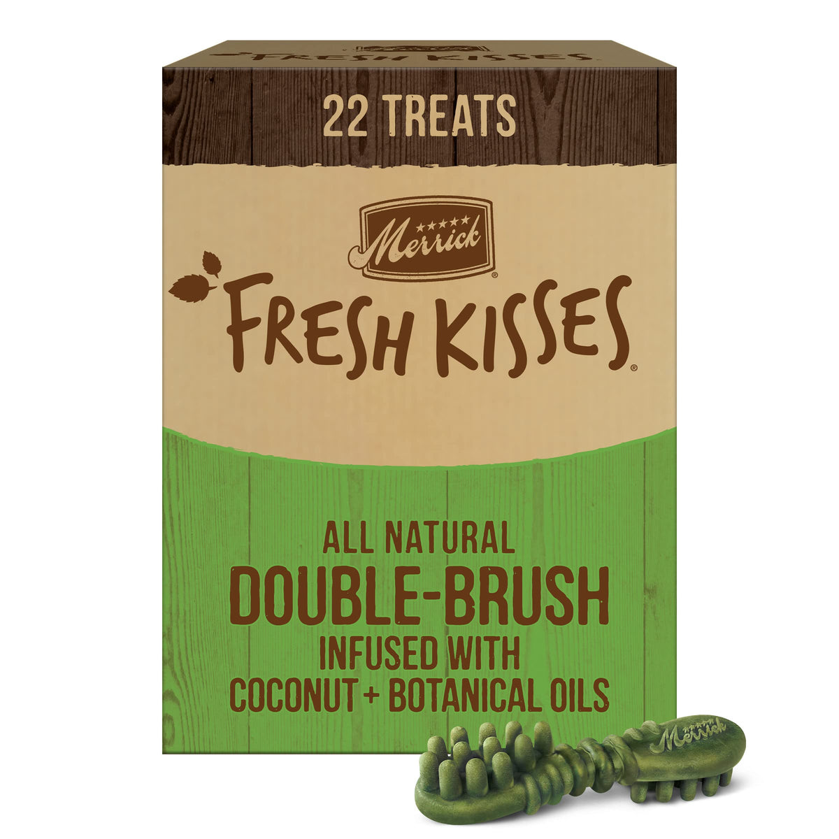 Merrick Fresh Kisses para perros grandes, envase grande que favorece limpieza dental natural.
