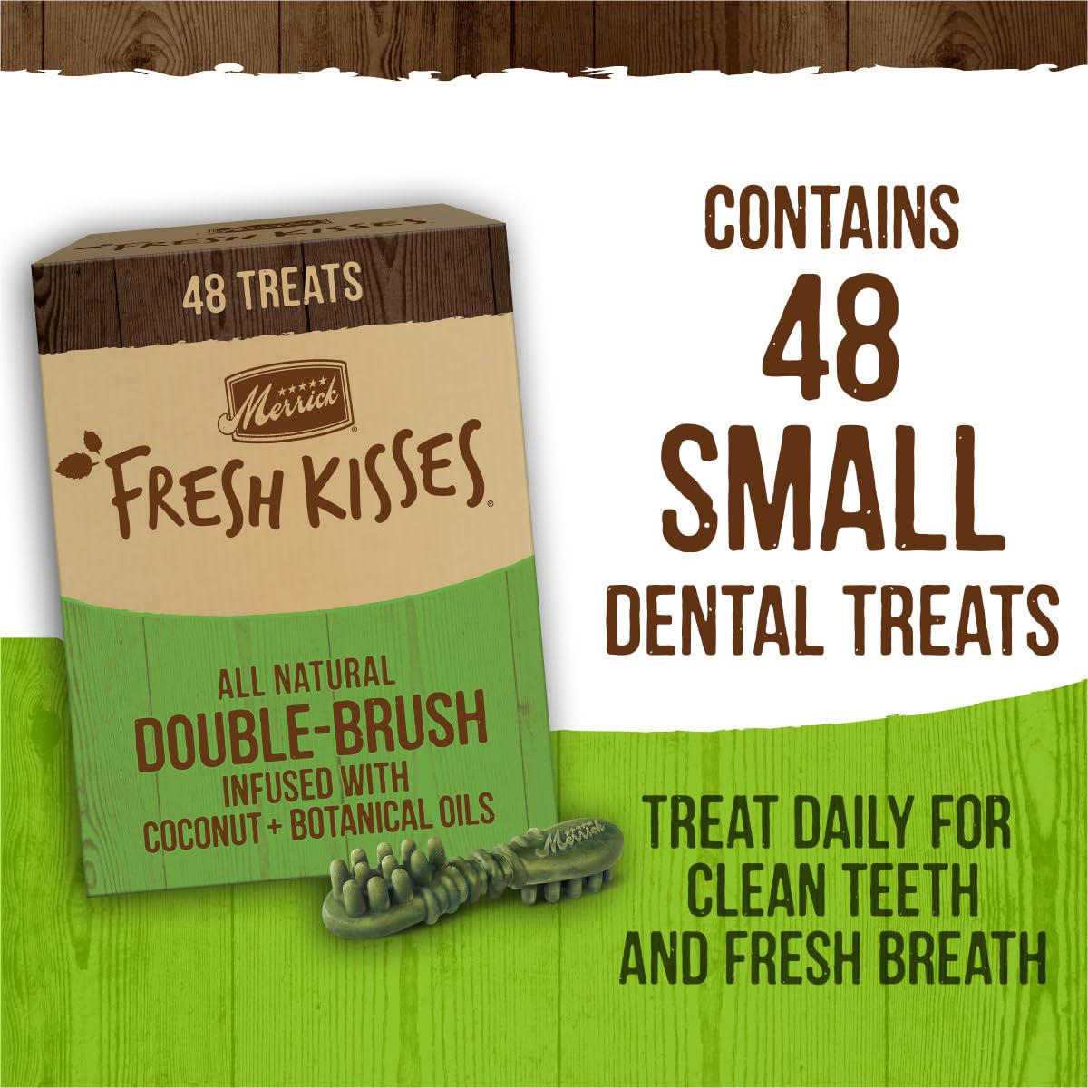 Merrick Fresh Kisses ayuda a limpiar dientes durante la masticación.