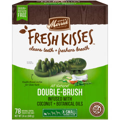 Merrick Fresh Kisses: doble-cepillo-dental, limpieza más profunda para perros de tamaño miniatura