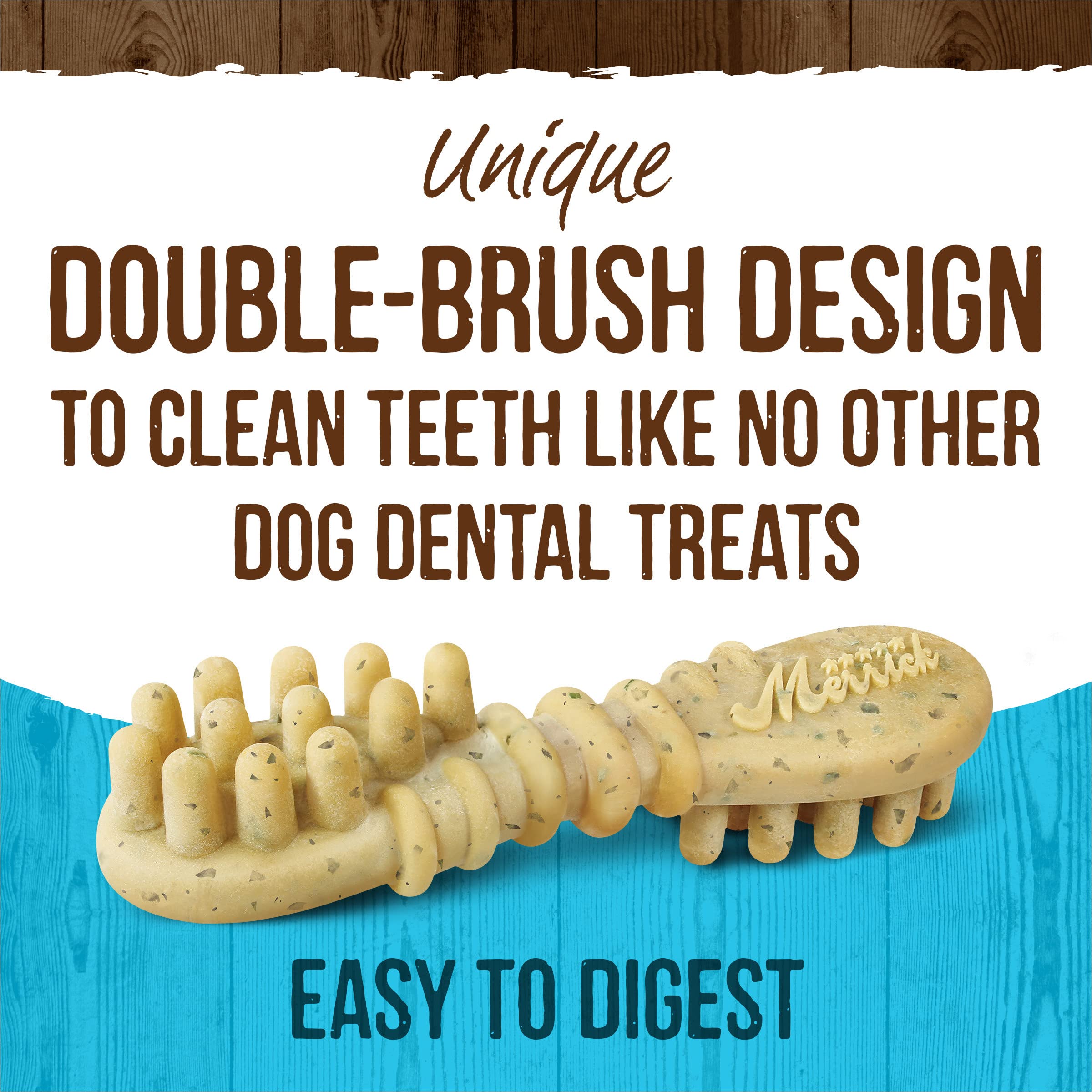 Diseño de doble cepillo de Merrick Fresh Kisses limpia profundamente los dientes