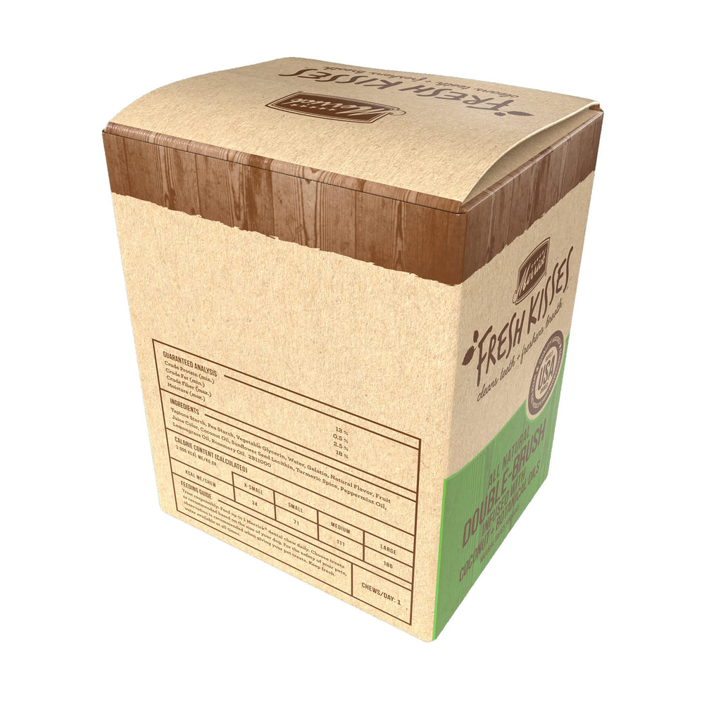 Merrick Fresh Kisses para perros pequeños, tamaño cómodo para masticar.