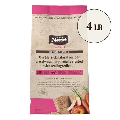 Merrick Healthy Grains aporta energía diaria para razas pequeñas.