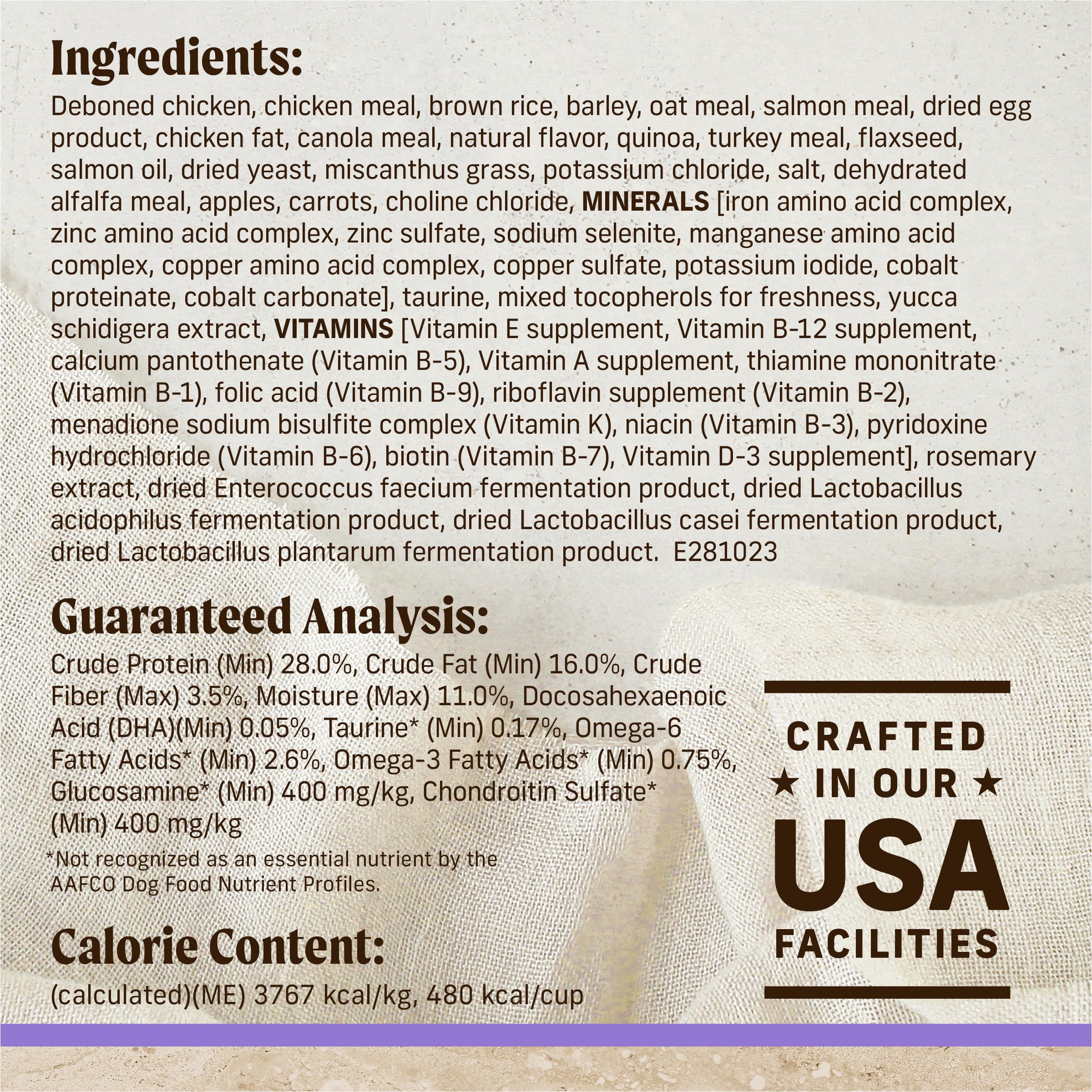 Merrick Healthy Grains con Omega para piel y pelaje saludables.