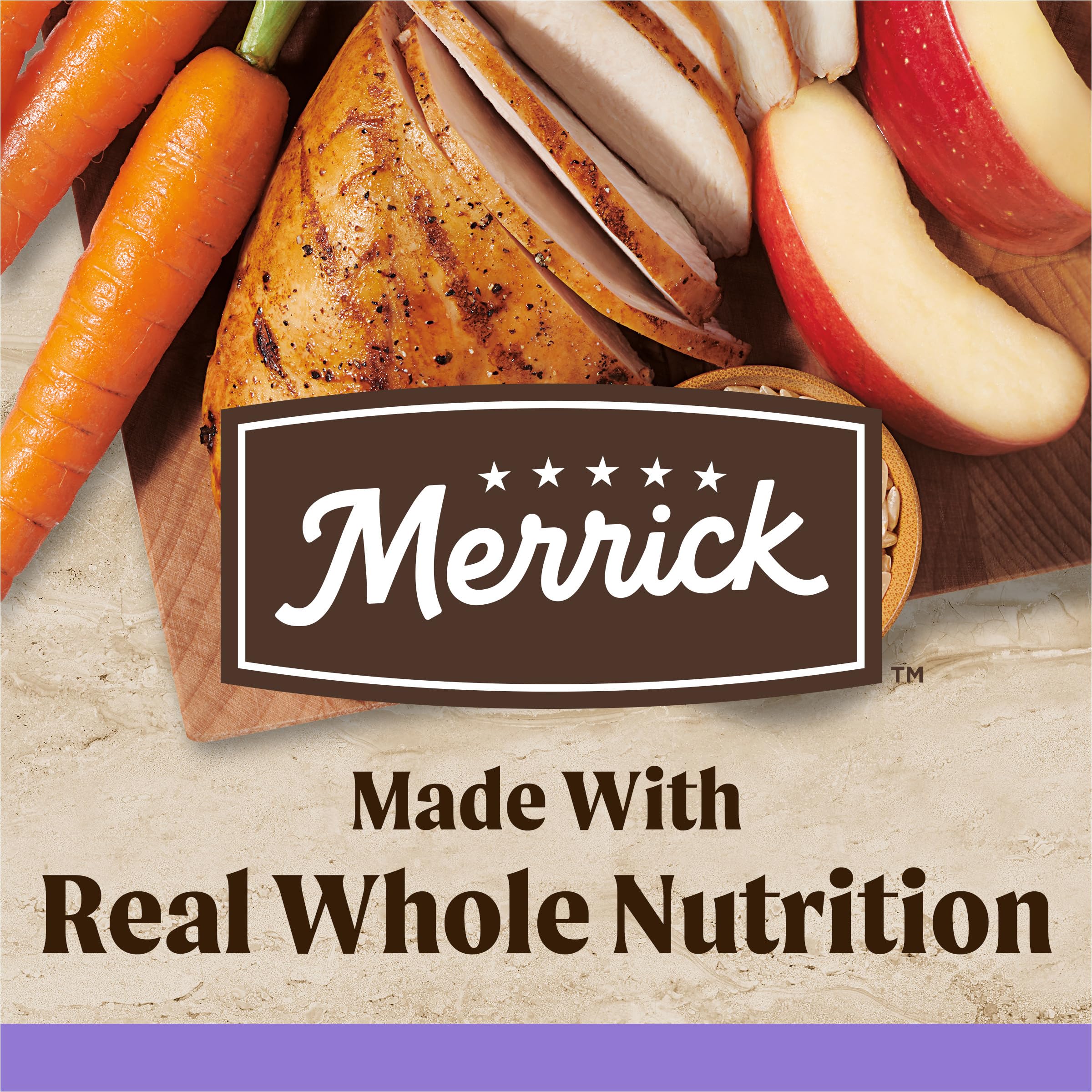 Merrick Healthy Grains con pollo deshuesado como proteína principal para cachorros.