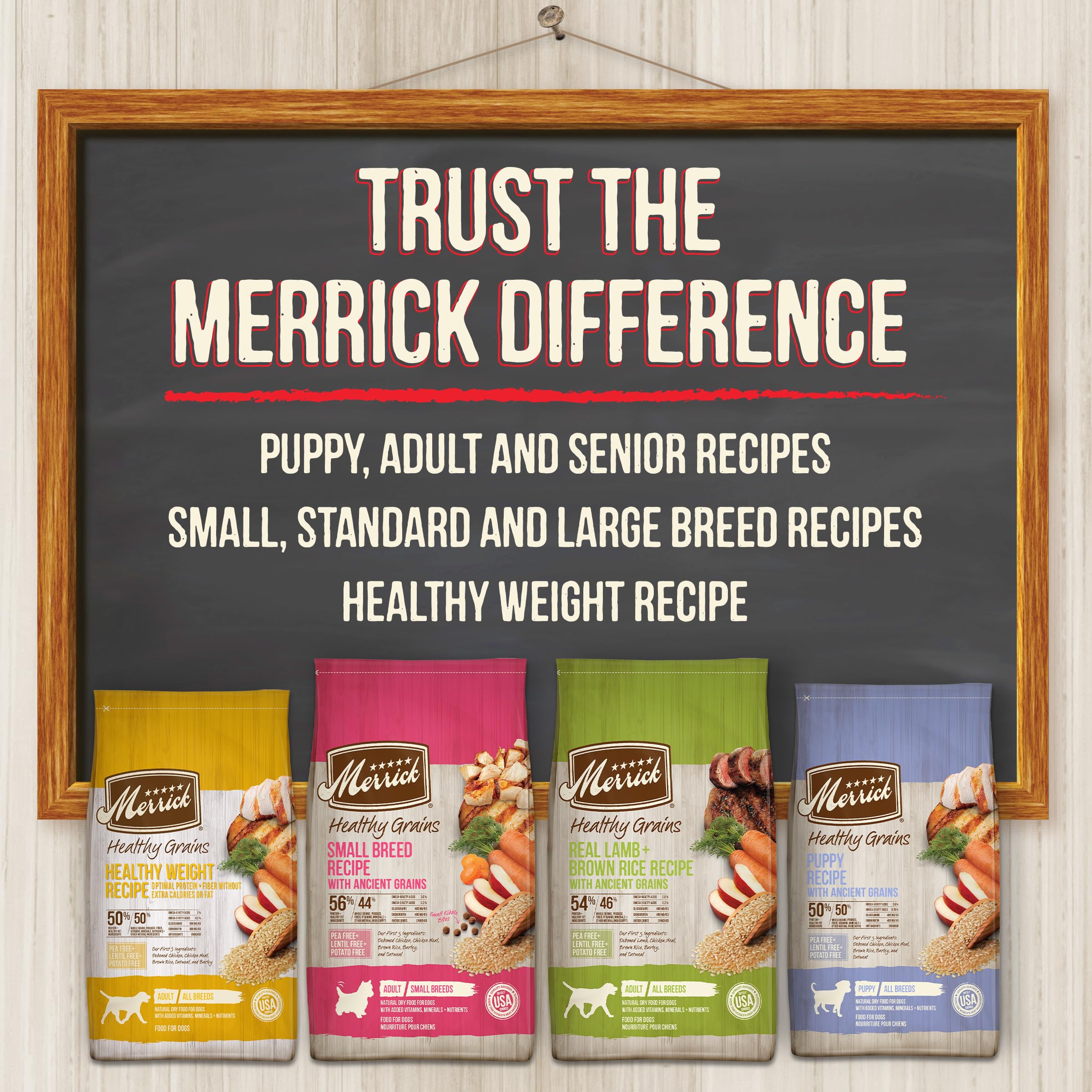 Merrick Healthy Grains proceso de fabricación en EE. UU. en Hereford.
