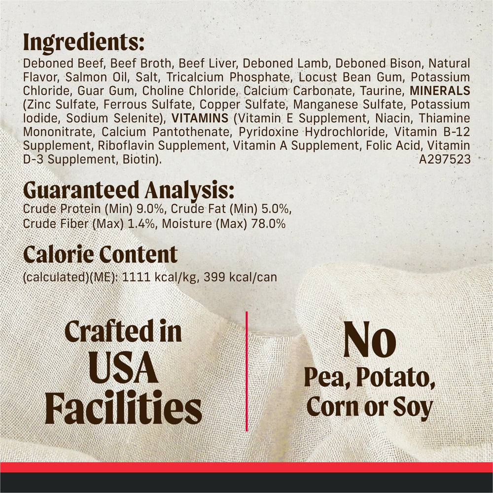 Res deshuesada, primer ingrediente; Merrick prioriza proteínas de origen animal.