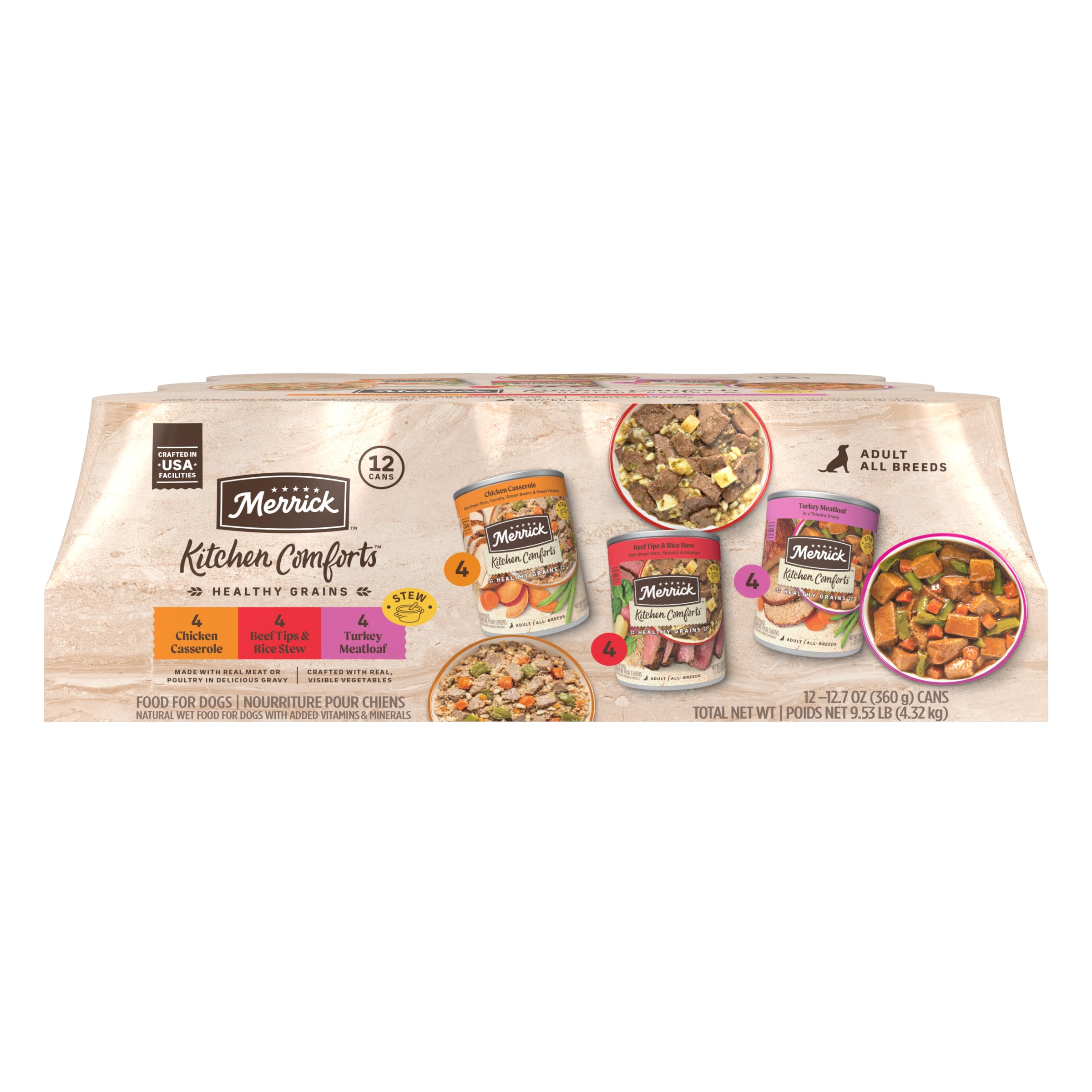 Merrick Kitchen Comforts: lata de perro con salsa, ideal para una comida húmeda sabrosa.