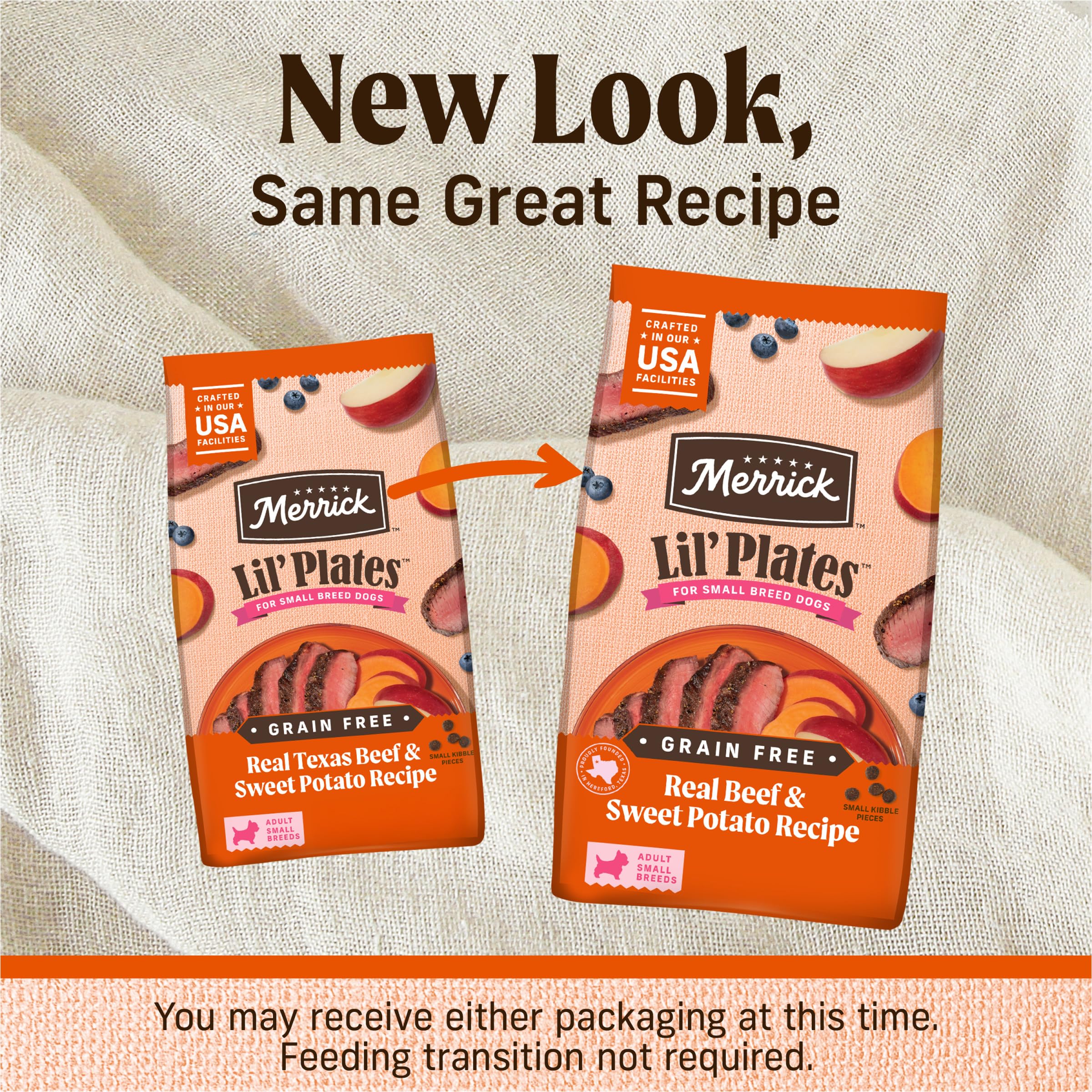 Carne de res real como ingrediente principal en Merrick Lil’ Plates.