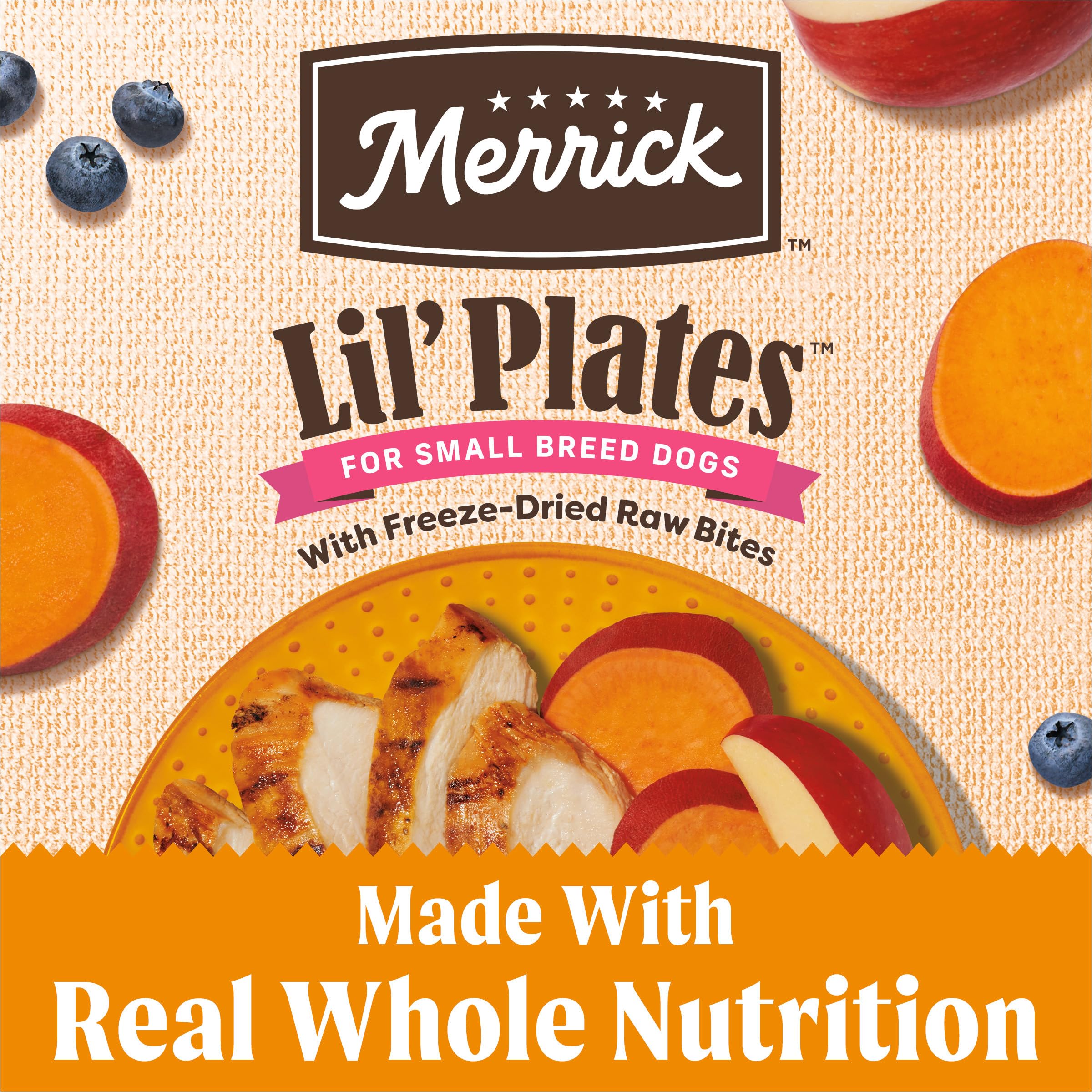 Merrick Lil’ Plates: kibble sin granos para digestión suave.