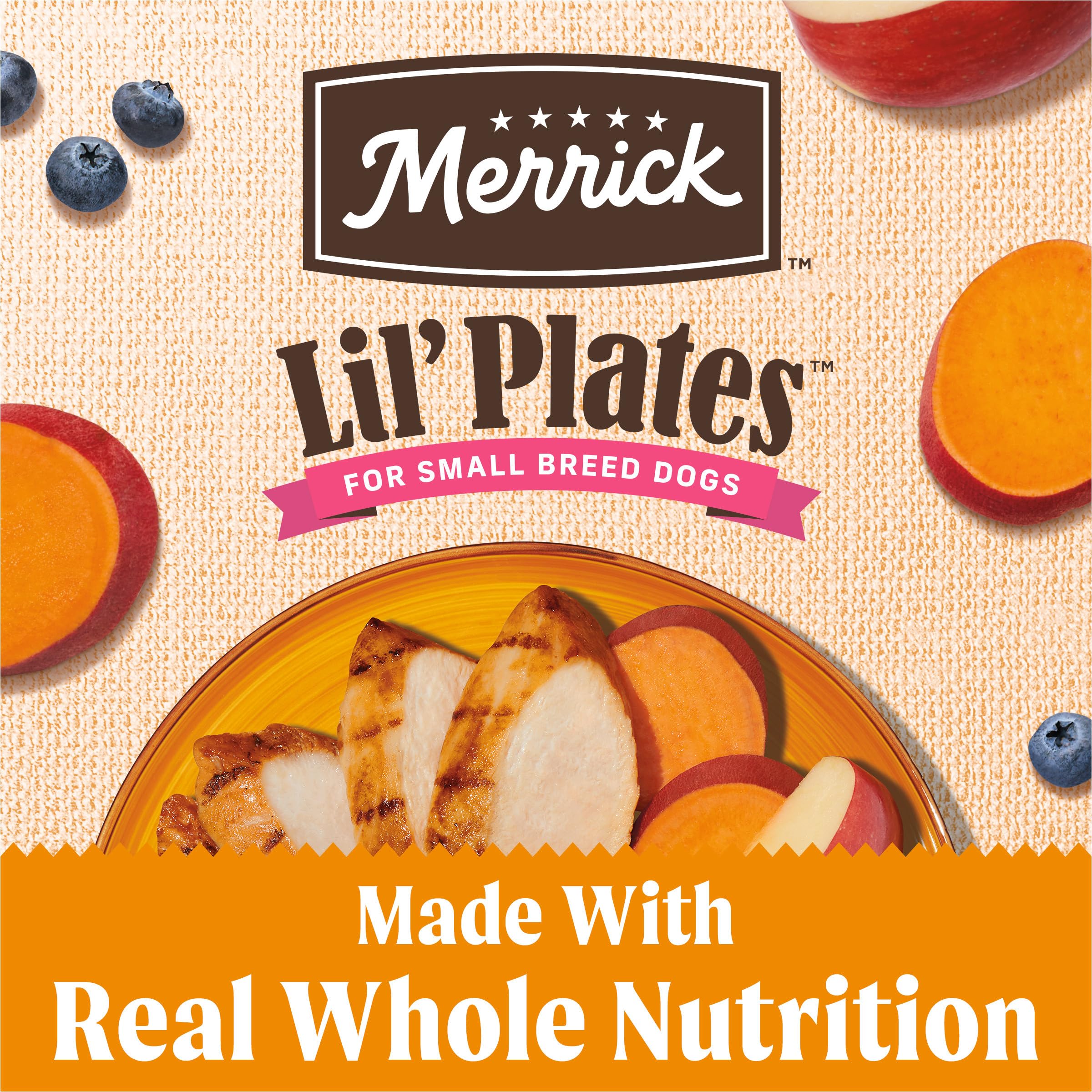 Merrick Lil’ Plates kibble de tamaño pequeño, ideal para bocas pequeñas.