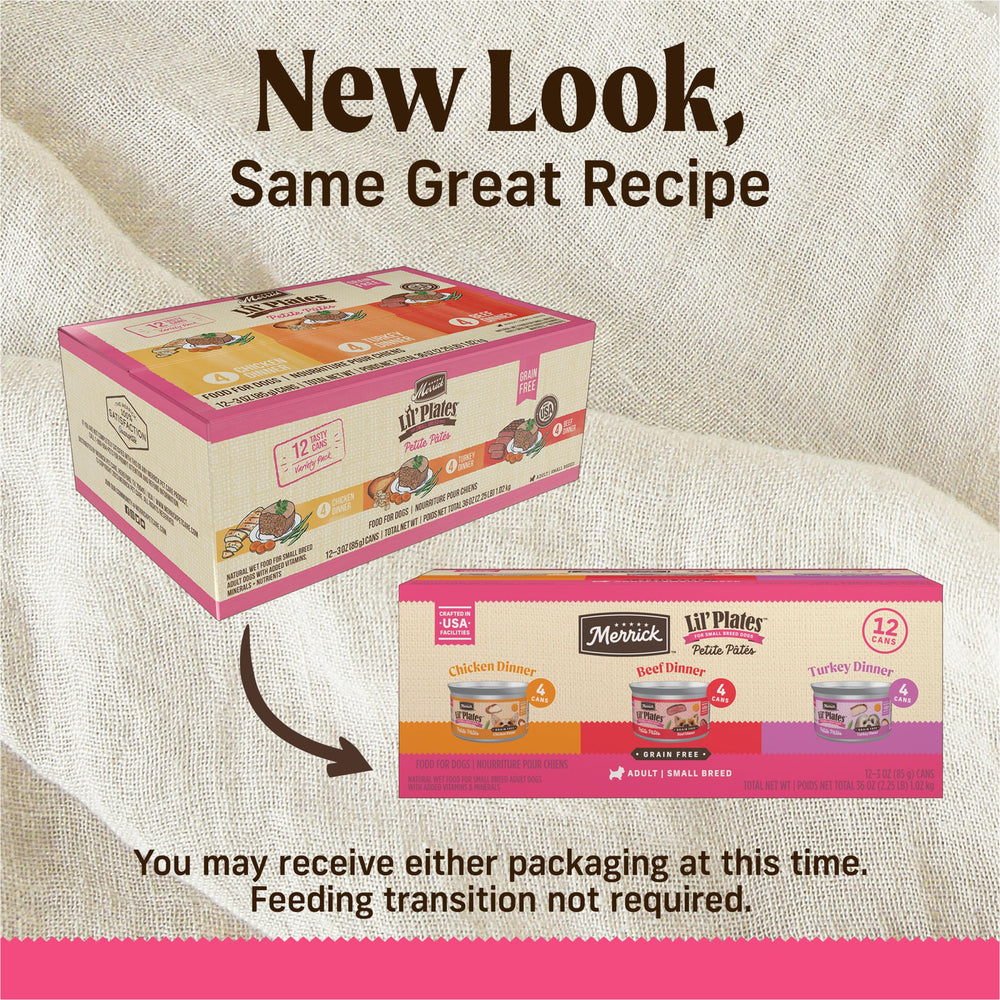 Merrick Lil’ Plates carne real: proteína de calidad en lata de 85 g.