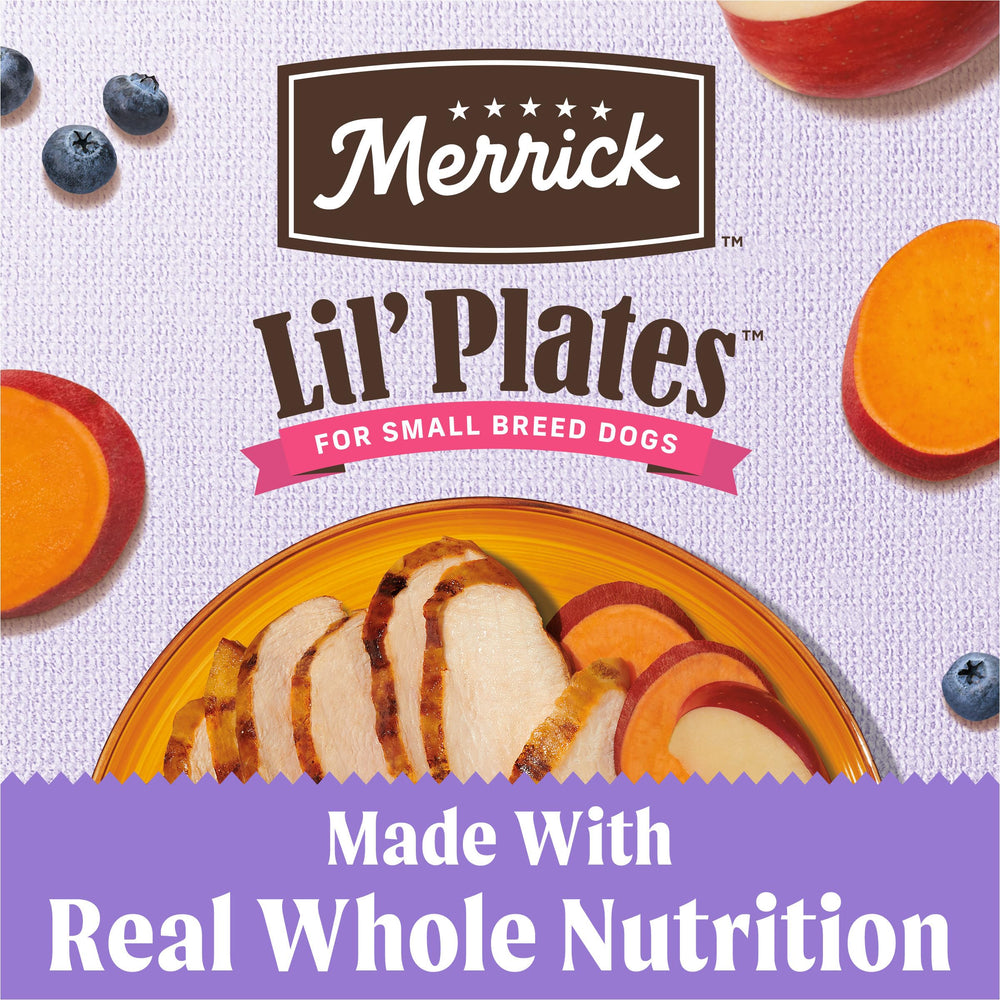 Pollo deshuesado como primer ingrediente en Merrick Lil’ Plates.