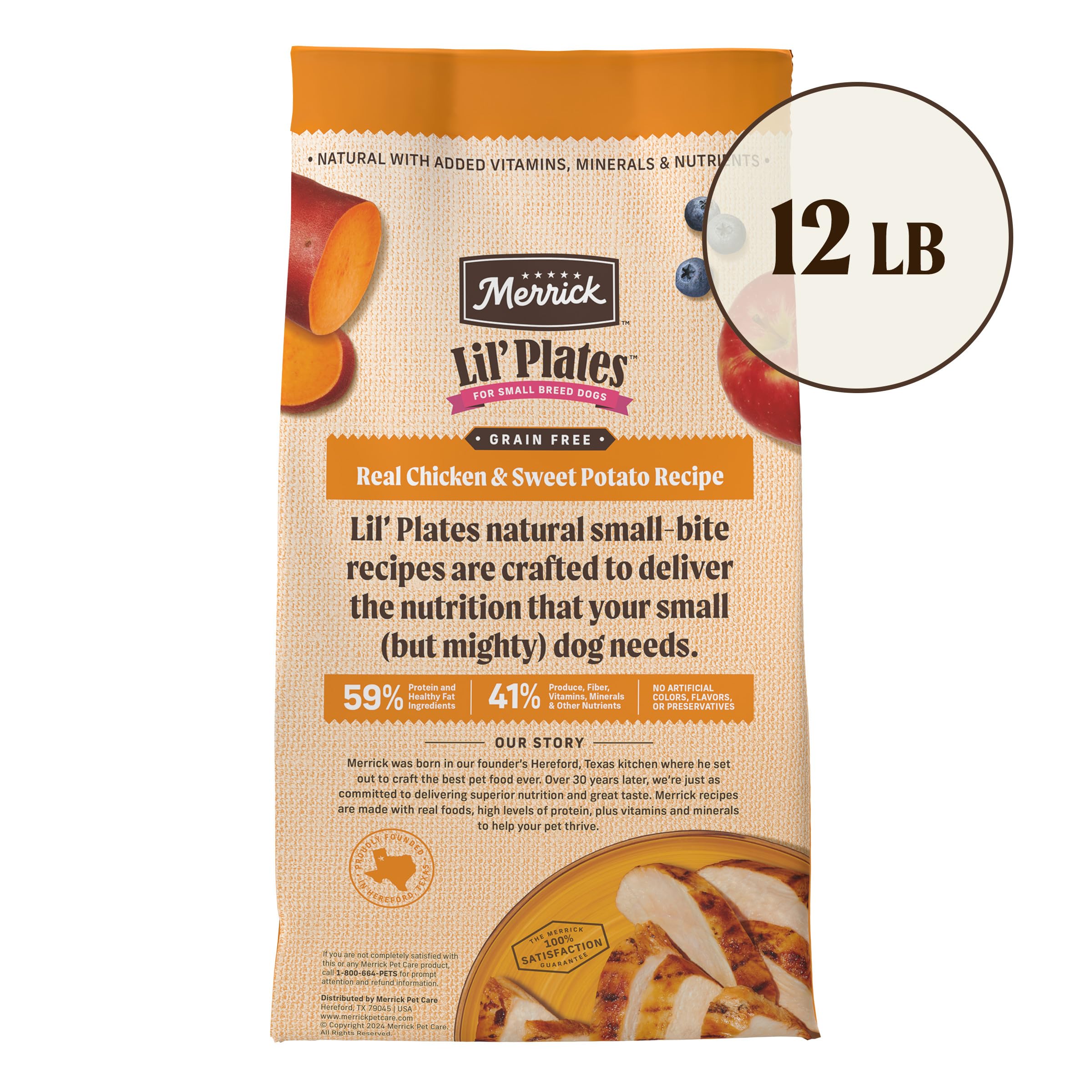 Merrick Lil’ Plates probióticos para soporte digestivo en perros pequeños.