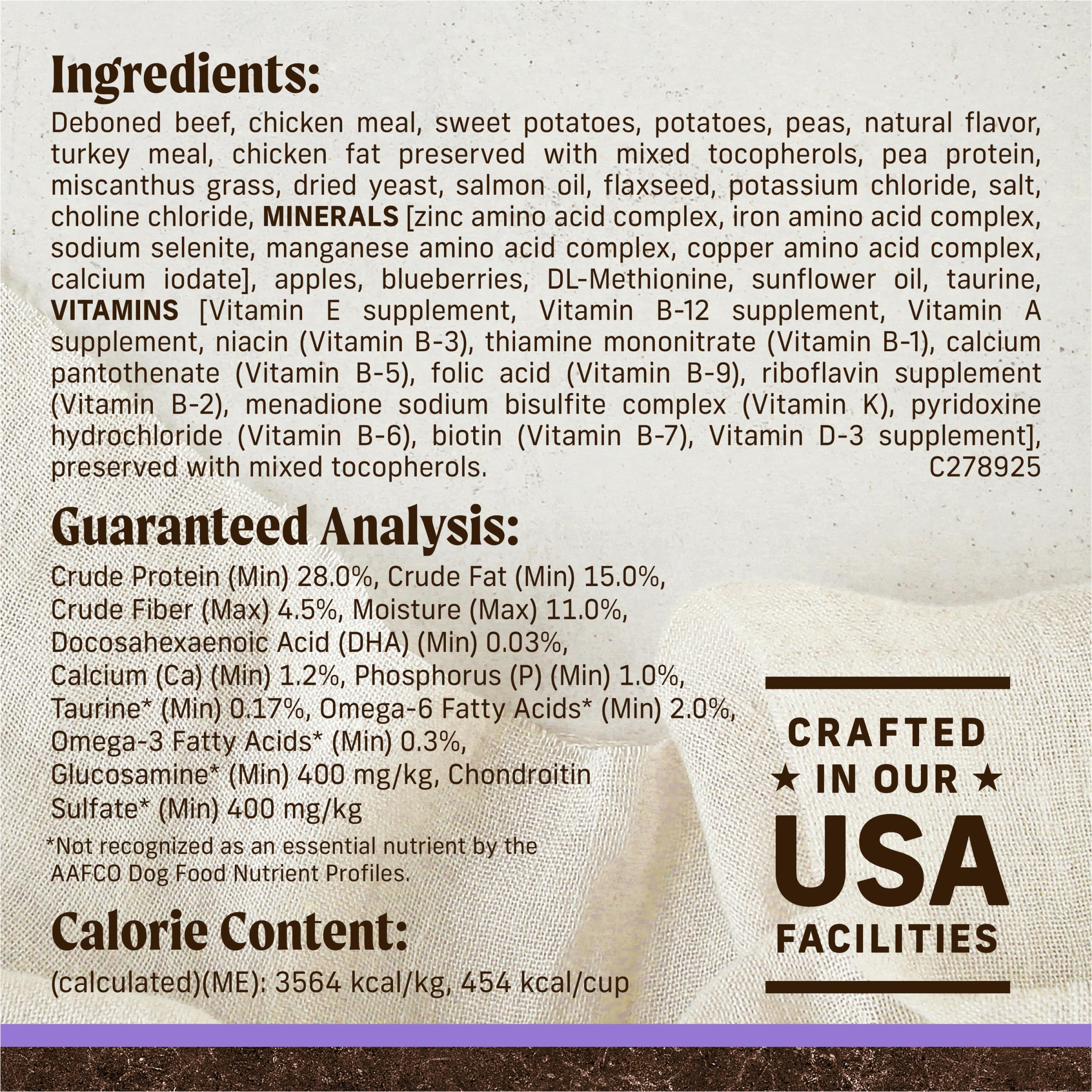 Merrick omega-6 y omega-3 para piel y pelaje saludables.