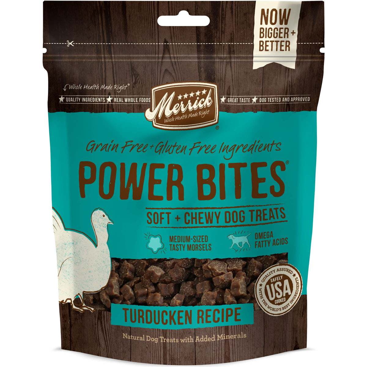 Power Bites Merrick bocaditos en estrella con sabor turducken para premiar en paseos