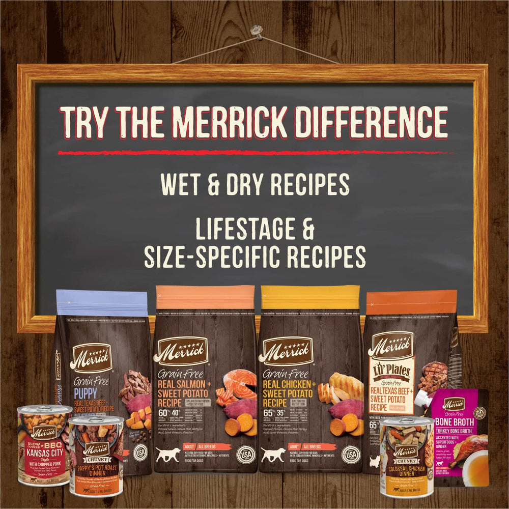 Merrick: receta de bacon sin maiz, soja ni trigo para perros.
