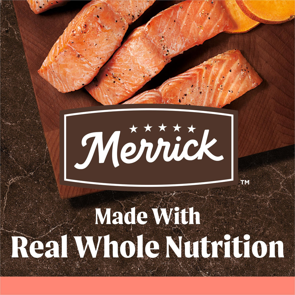 Merrick sin granos con ingredientes naturales para perros adultos.