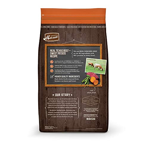 Merrick croqueta: textura crujiente que incentiva la masticación en perros activos.