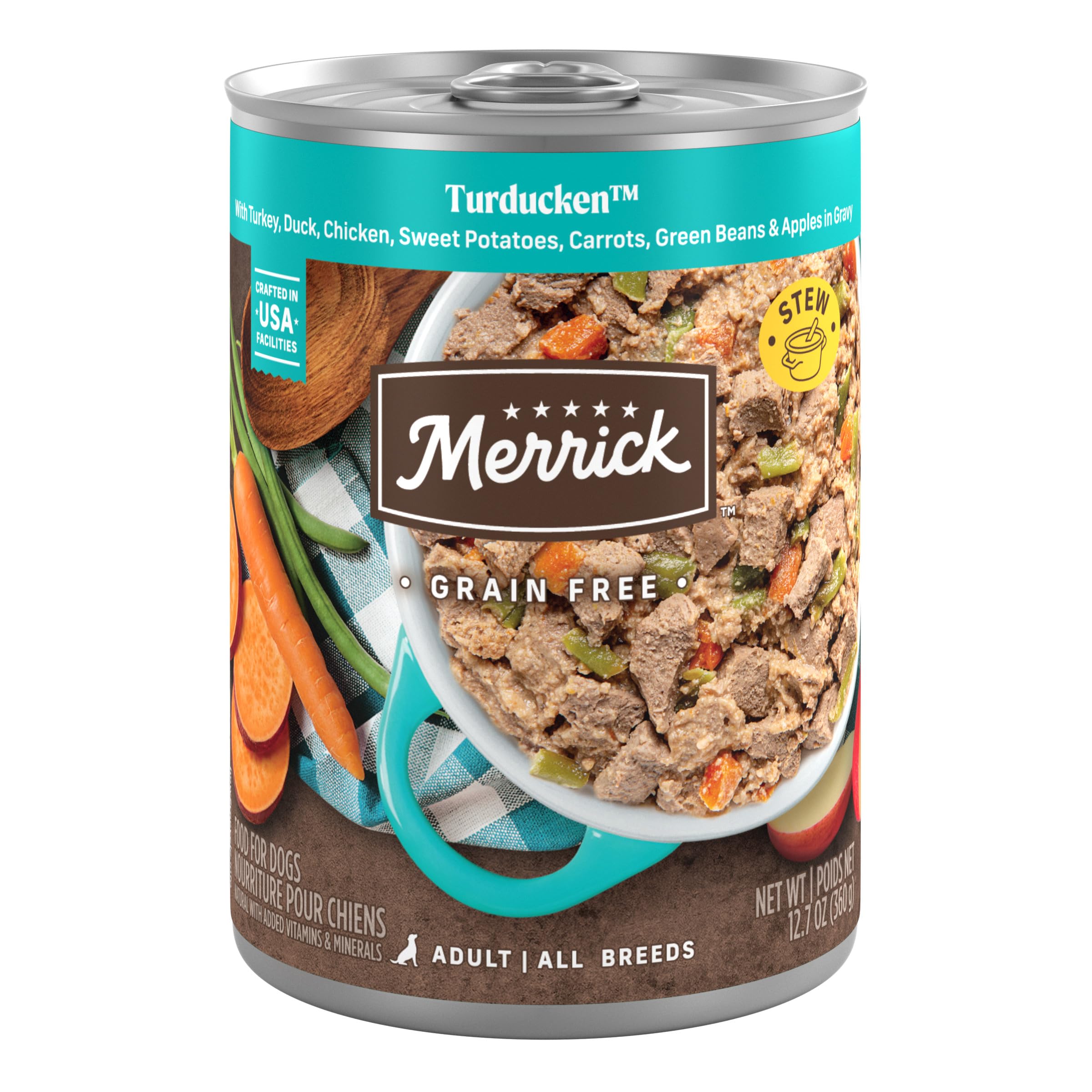 Merrick Turducken: lata abierta para servir comida húmeda de calidad.