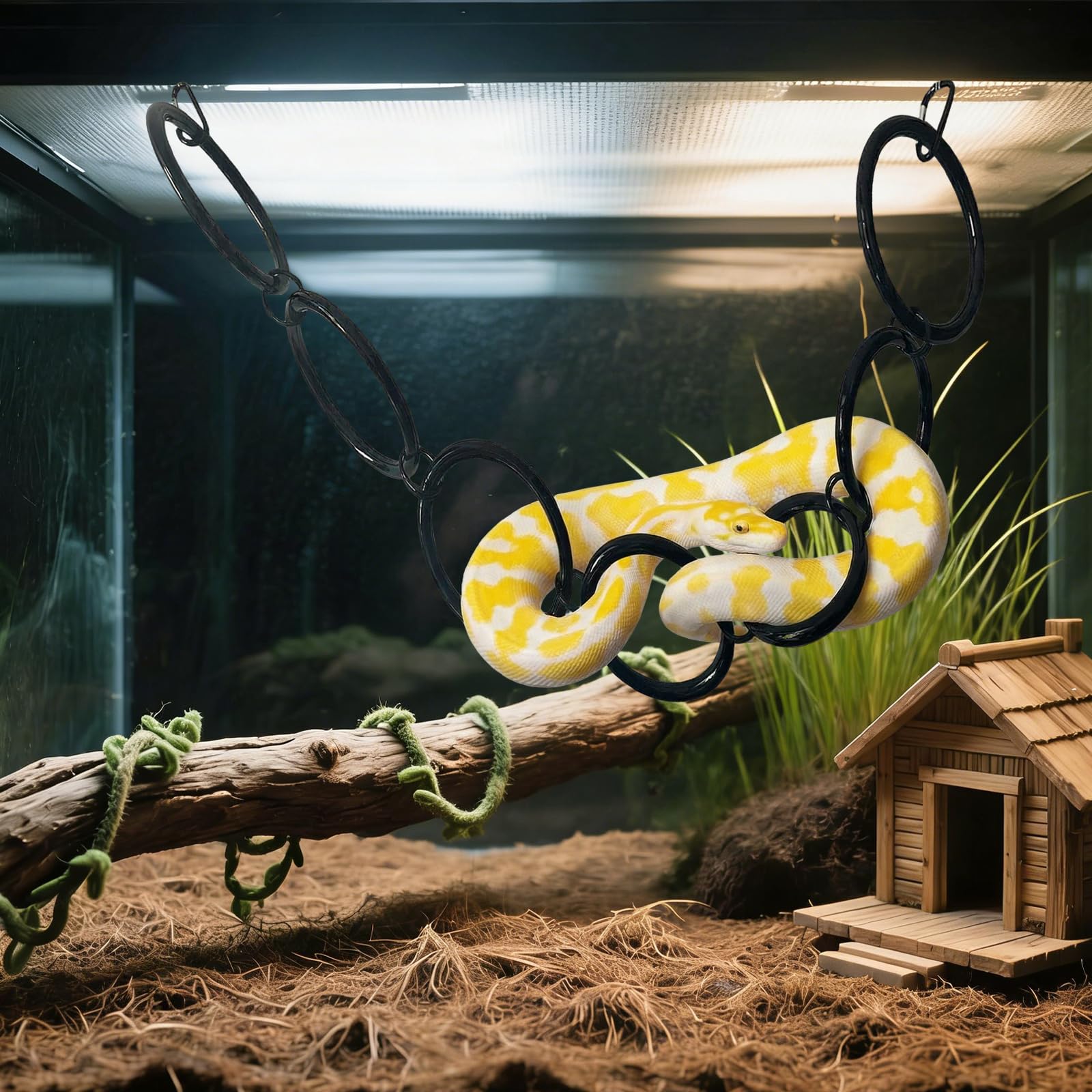 MervothixA: entorno enriquecido para reptiles, juego de escalada que incentiva exploración.