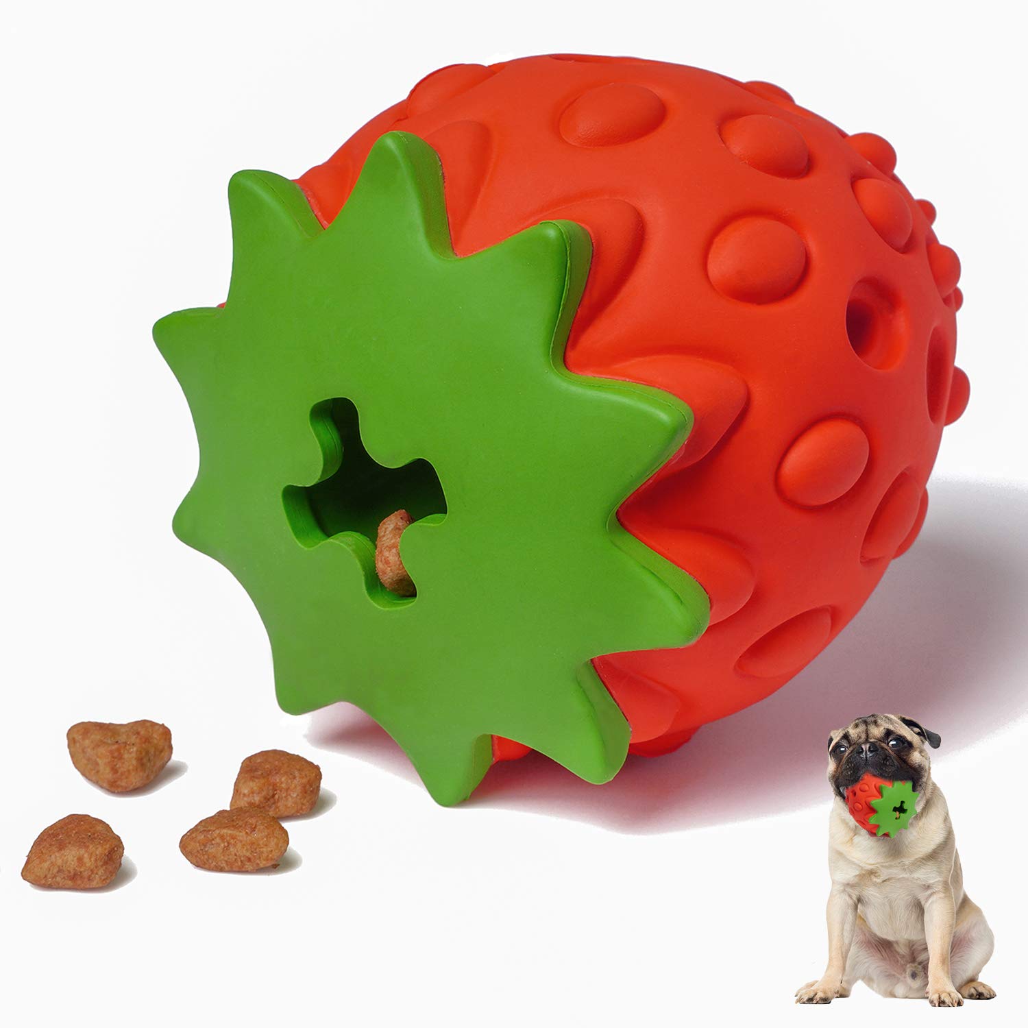 Juguete puzzle de MewaJump en caucho para perros, estimula mente y masticación.