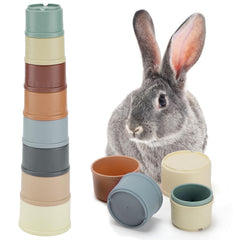 MEWTOGO: 8 tazas apilables para conejo en colores atractivos, listo para juego y exploración