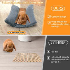Detalle de tela franela suave y duradera en cama MEWTOGO para conejo.