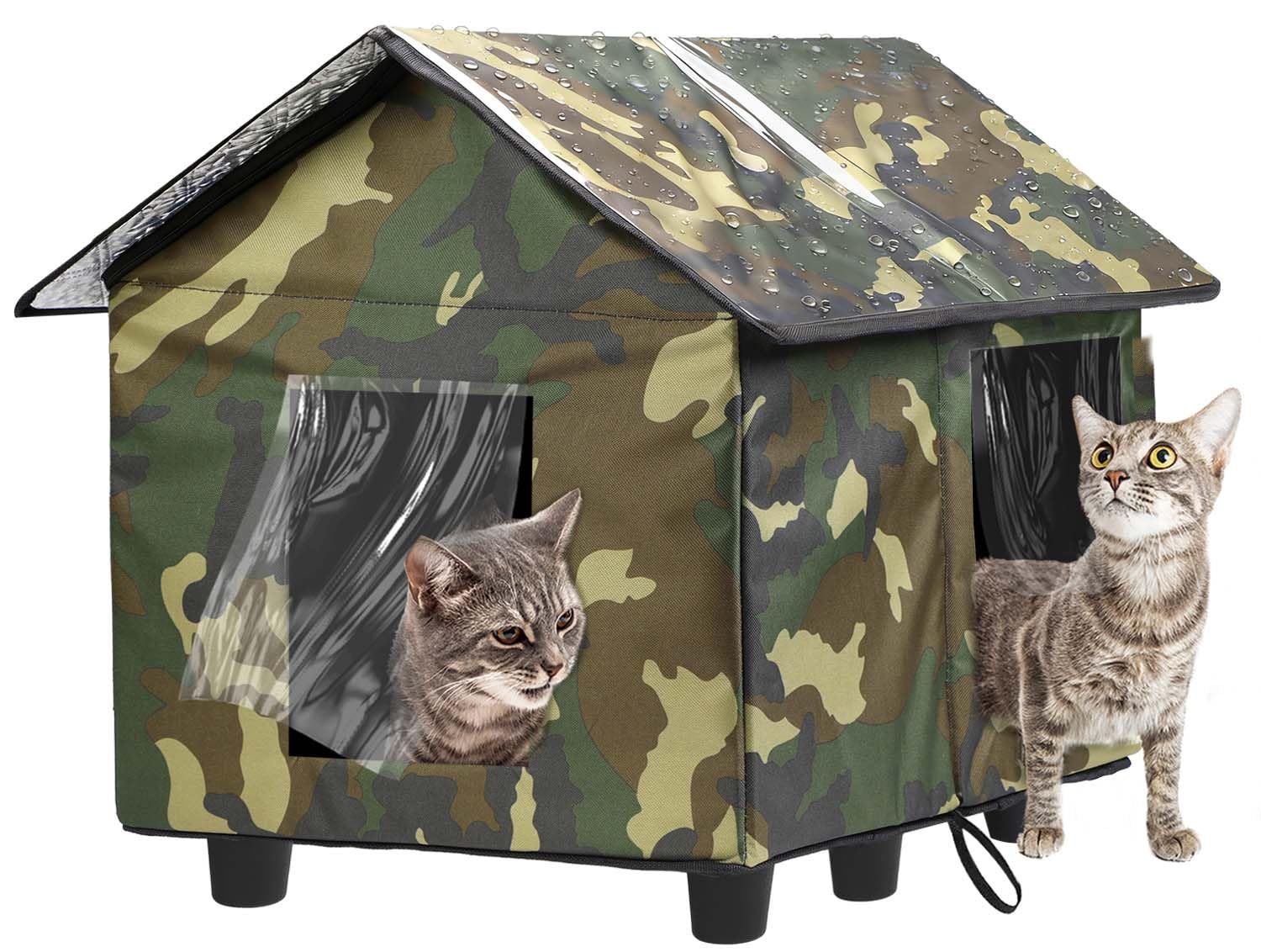 MEWTOGO nido exterior con techo de PVC para mantener gatos secos.