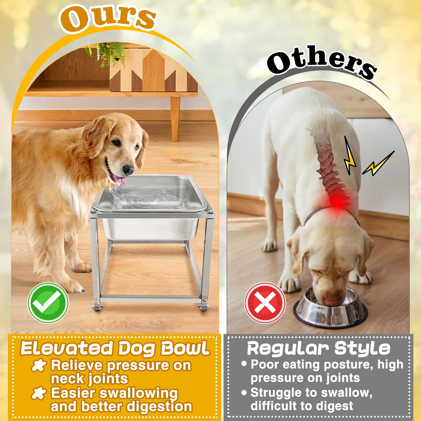 MEWTOGO soporte alto, acceso cómodo para perros grandes.