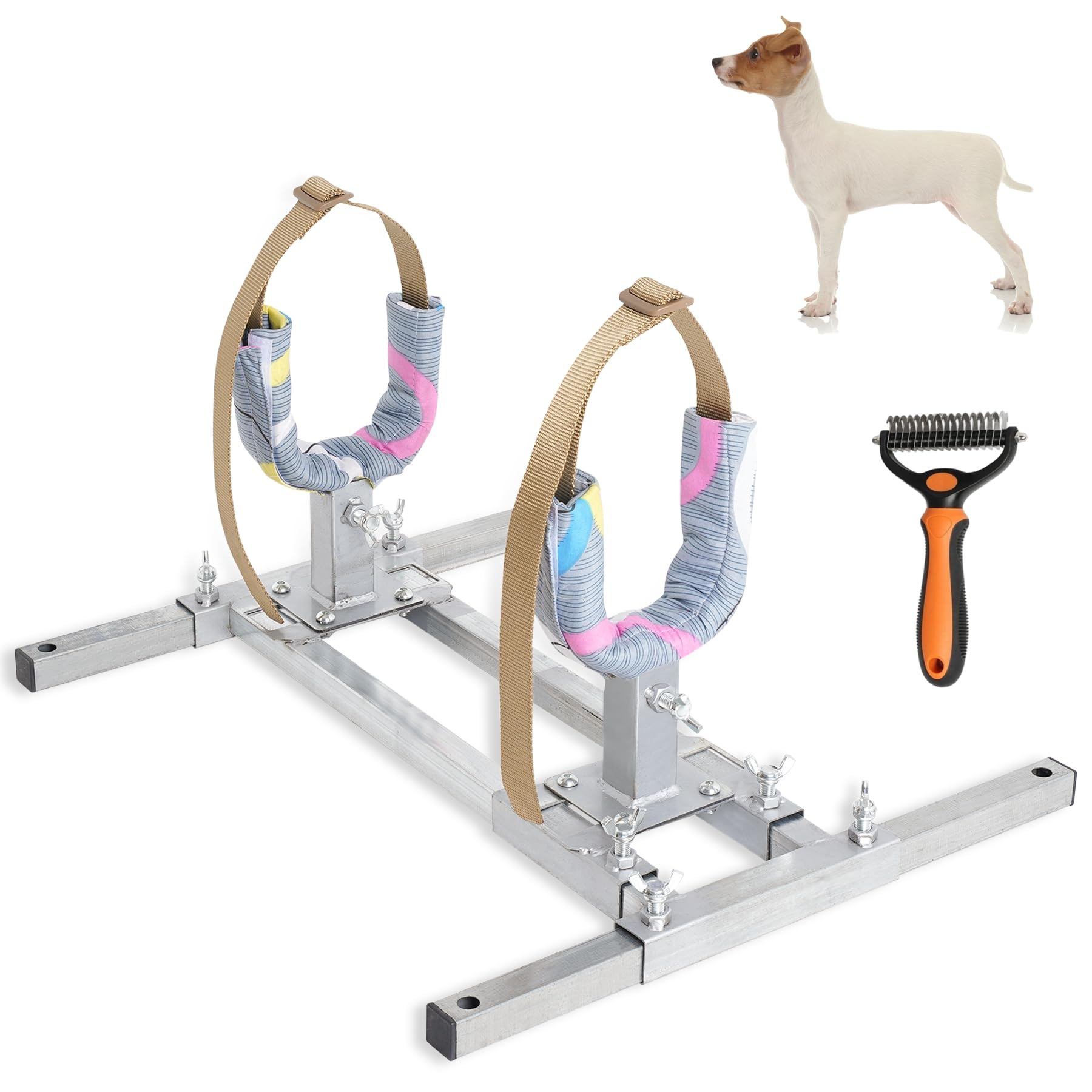 Mezurun soporte de cría para perros con ajuste de altura para varias tallas.