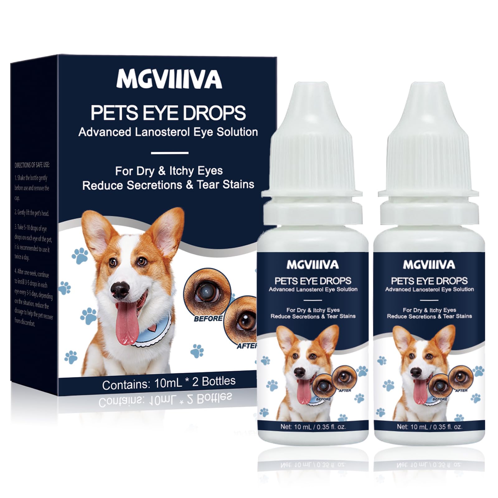Gotas Mgviiiva para perros alivian irritación ocular con suavidad