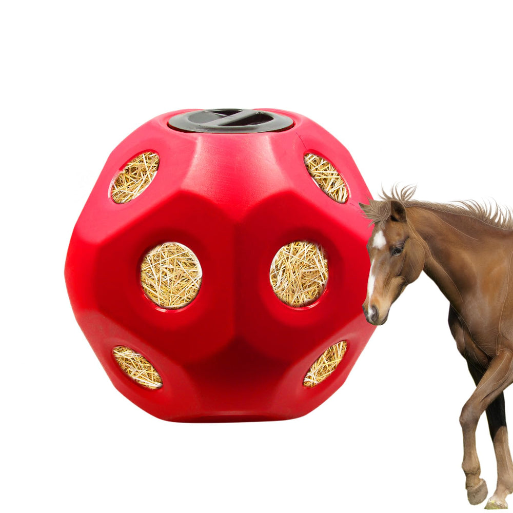 MHLLGN comedero de heno para caballos en establo rojo, distribución suave del heno.