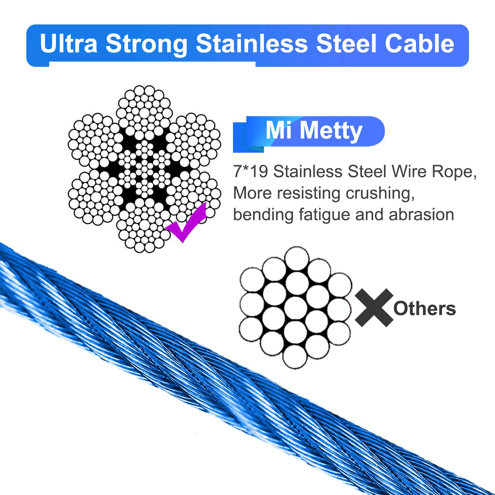 Mi Metty cable de amarre para perros 100 pies, libertad controlada para exteriores.