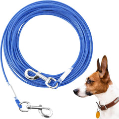 Mi Metty cable de amarre para perros azul soporta hasta 125 libras al aire libre.