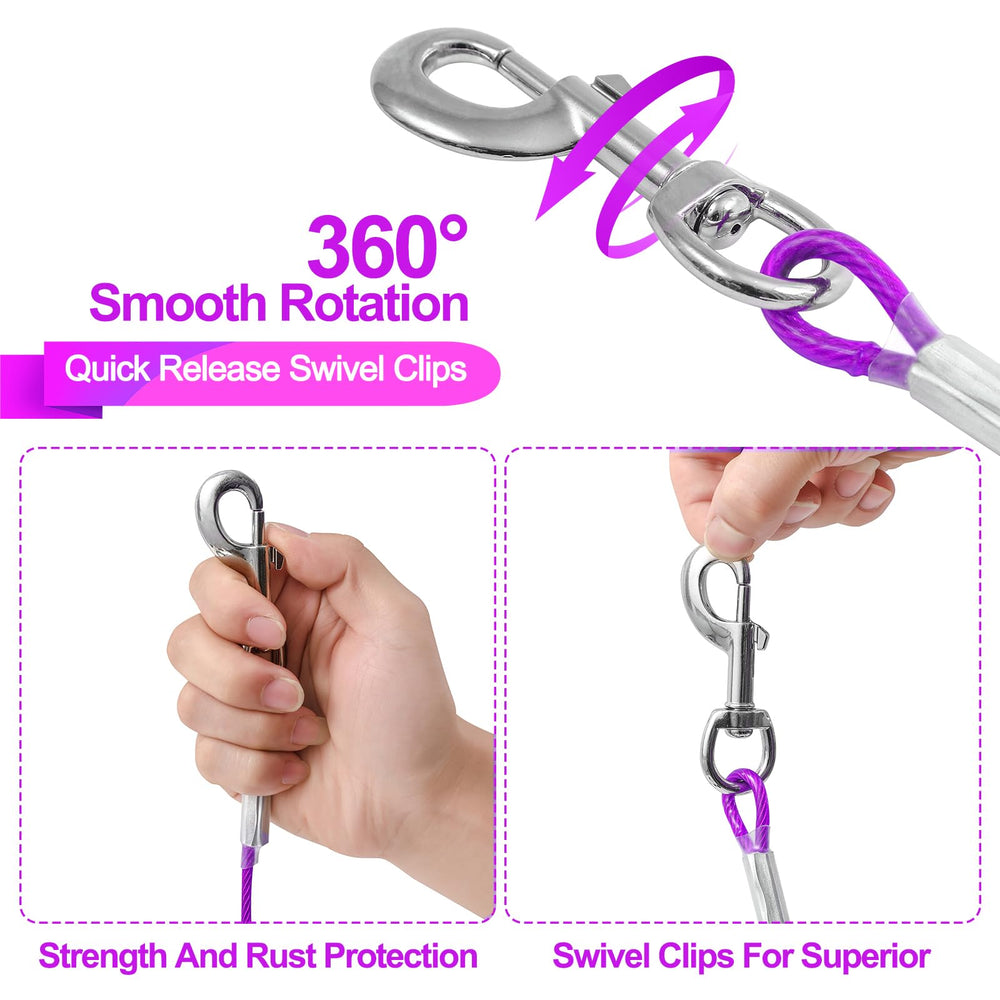 Mi Metty cable-tiro-perro-100ft-morado perfecto para exploración amplia y segura.