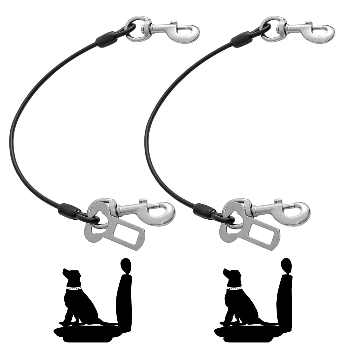 Mi Metty ceinture chien vehicule 80 cm noir 2-pack, sécurité pratique en trajet.