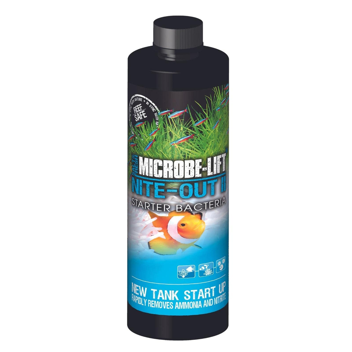 MICROBE-LIFT Nite-Out II, bacterias concentradas en botella para inicio seguro del acuario