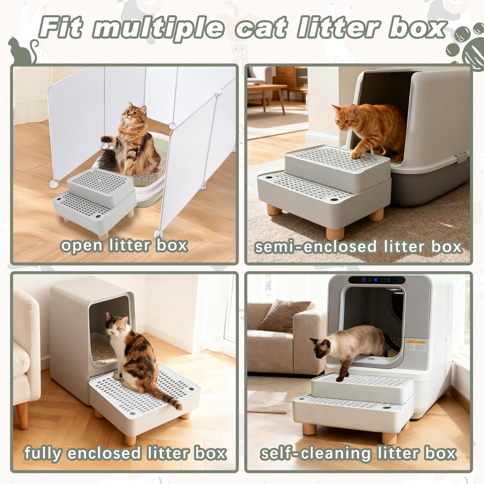 Midollarle rampa-gato compatible con cajas de arenero de múltiples tamaños