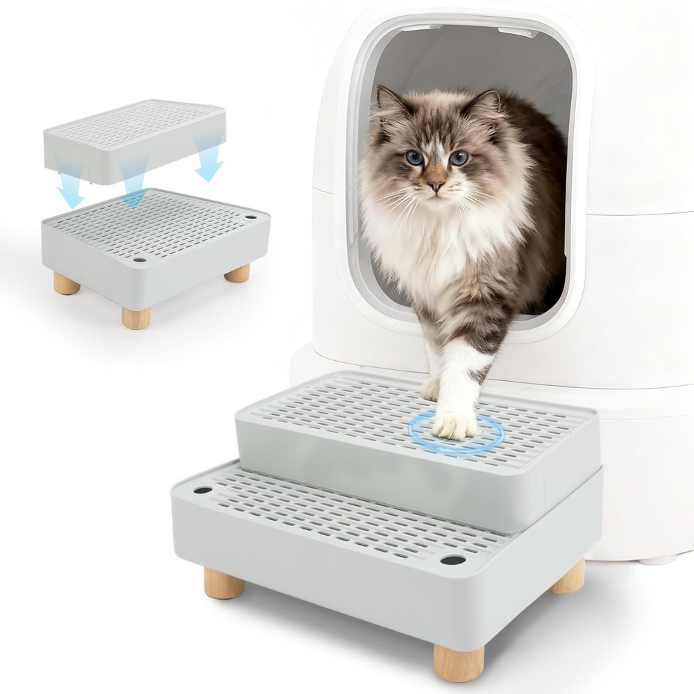 Midollarle rampa-gato elevada con base de madera para subir al arenero de forma estable