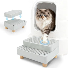 Midollarle rampa-gato elevada con base de madera para subir al arenero de forma estable