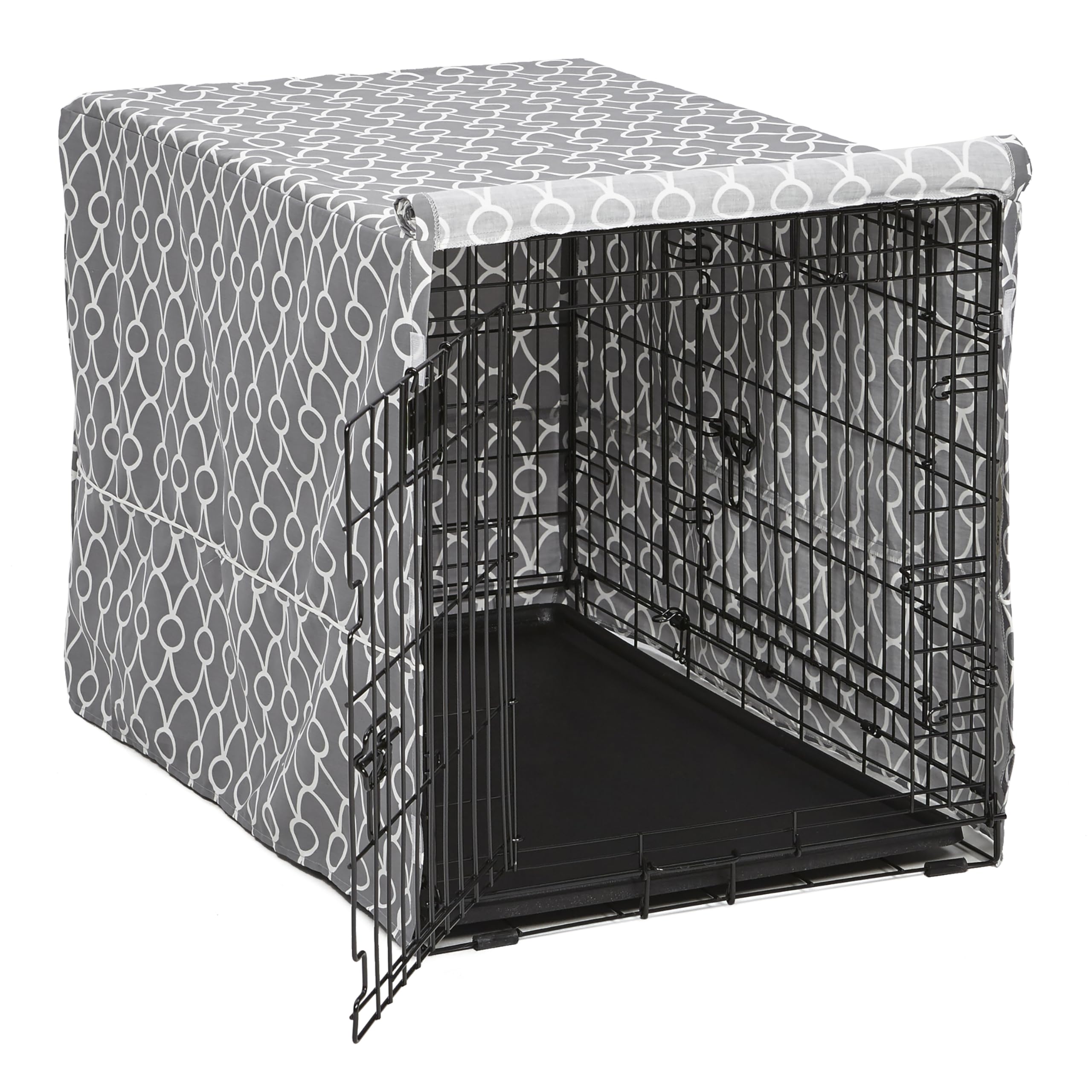MidWest Homes for Pets funda jaula 36 pulgadas, diseño gris, fomenta privacidad y calma.