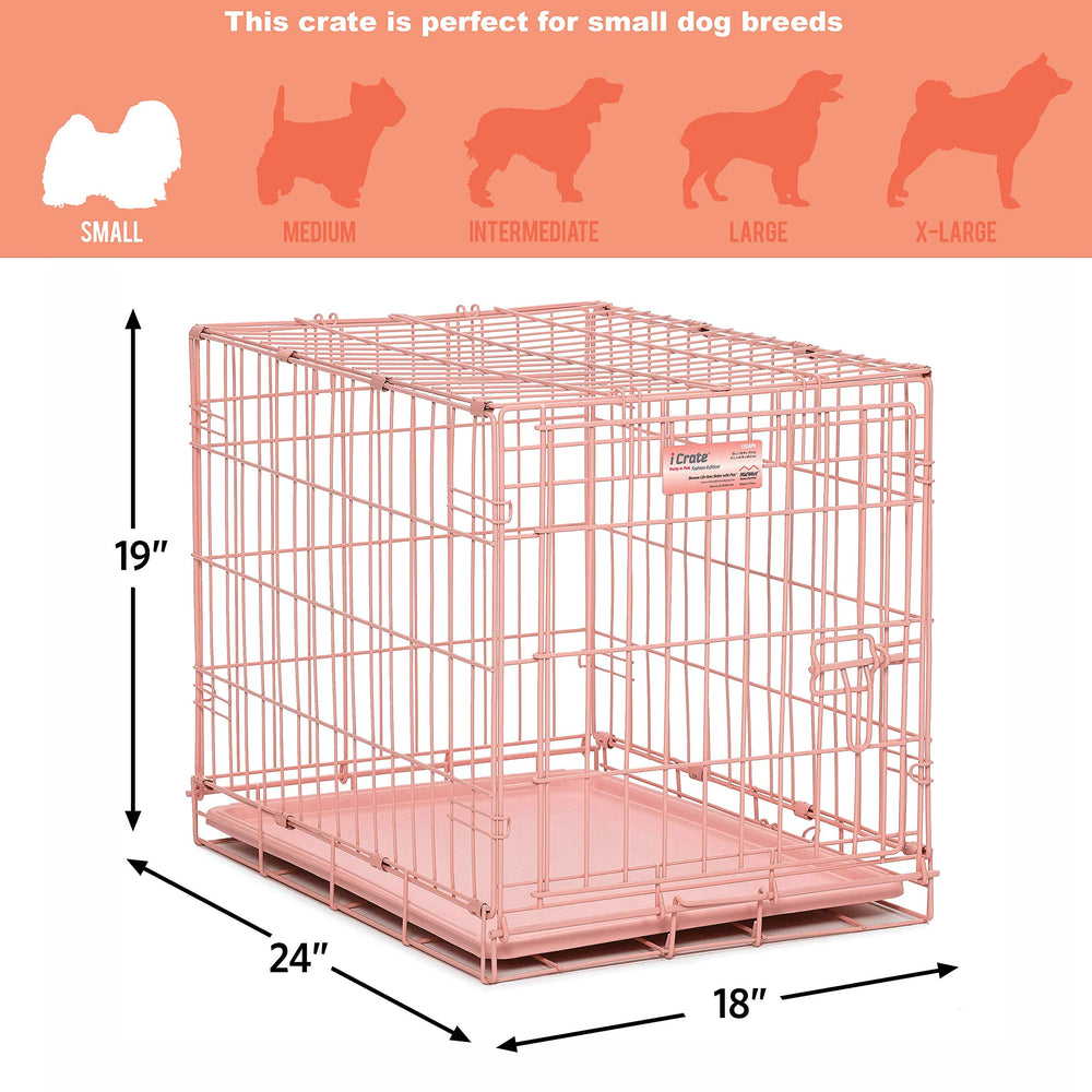 iCrate rosa con patas de goma que protege el suelo