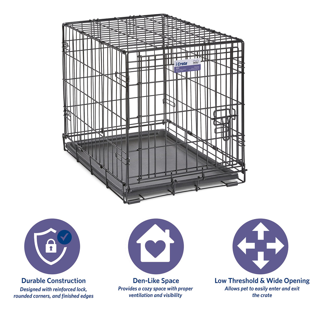 MidWest iCrate de 24 pulgadas cierre con Paw Block evita escapes.