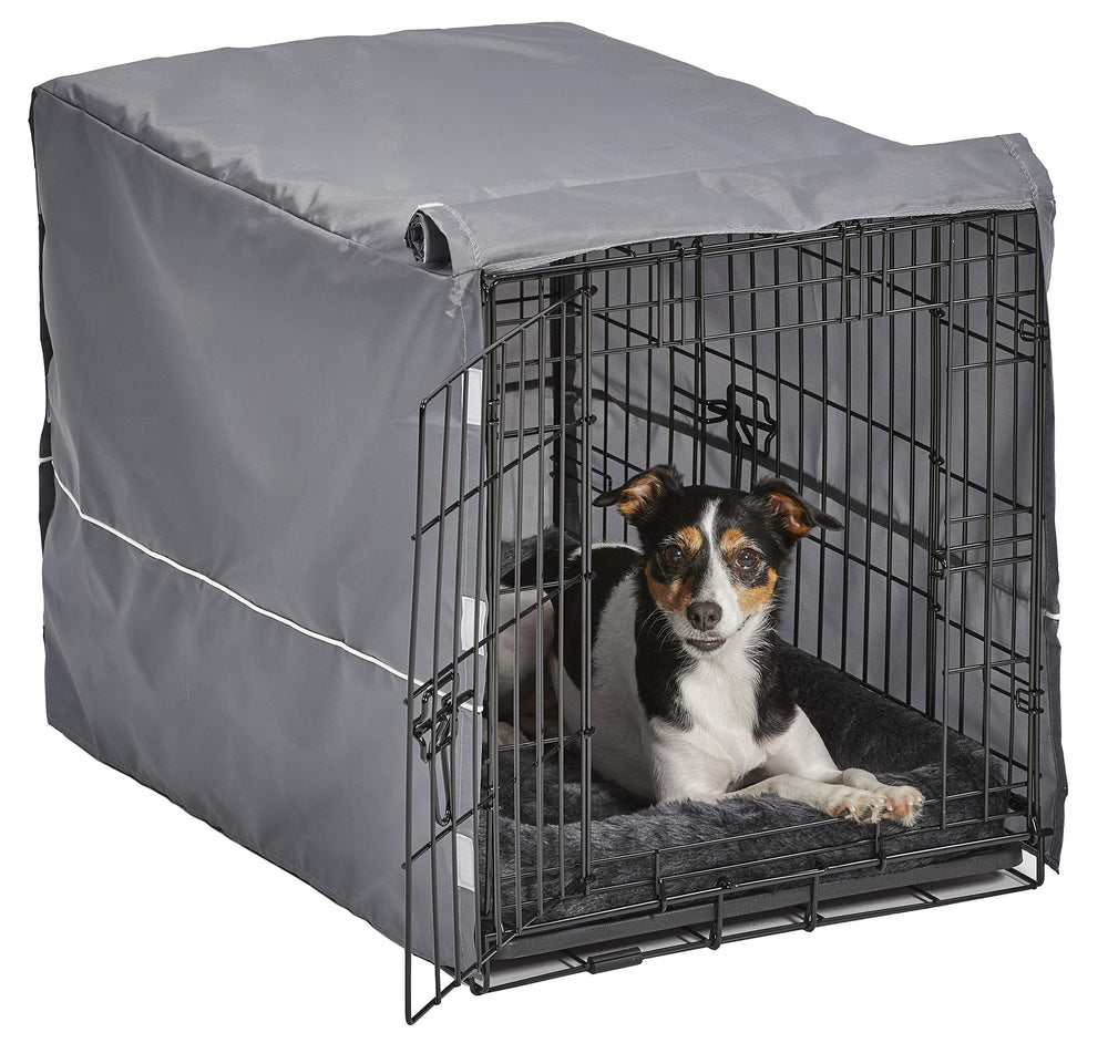 MidWest jaula doble puerta 30 frontal, espacio seguro para perros medianos