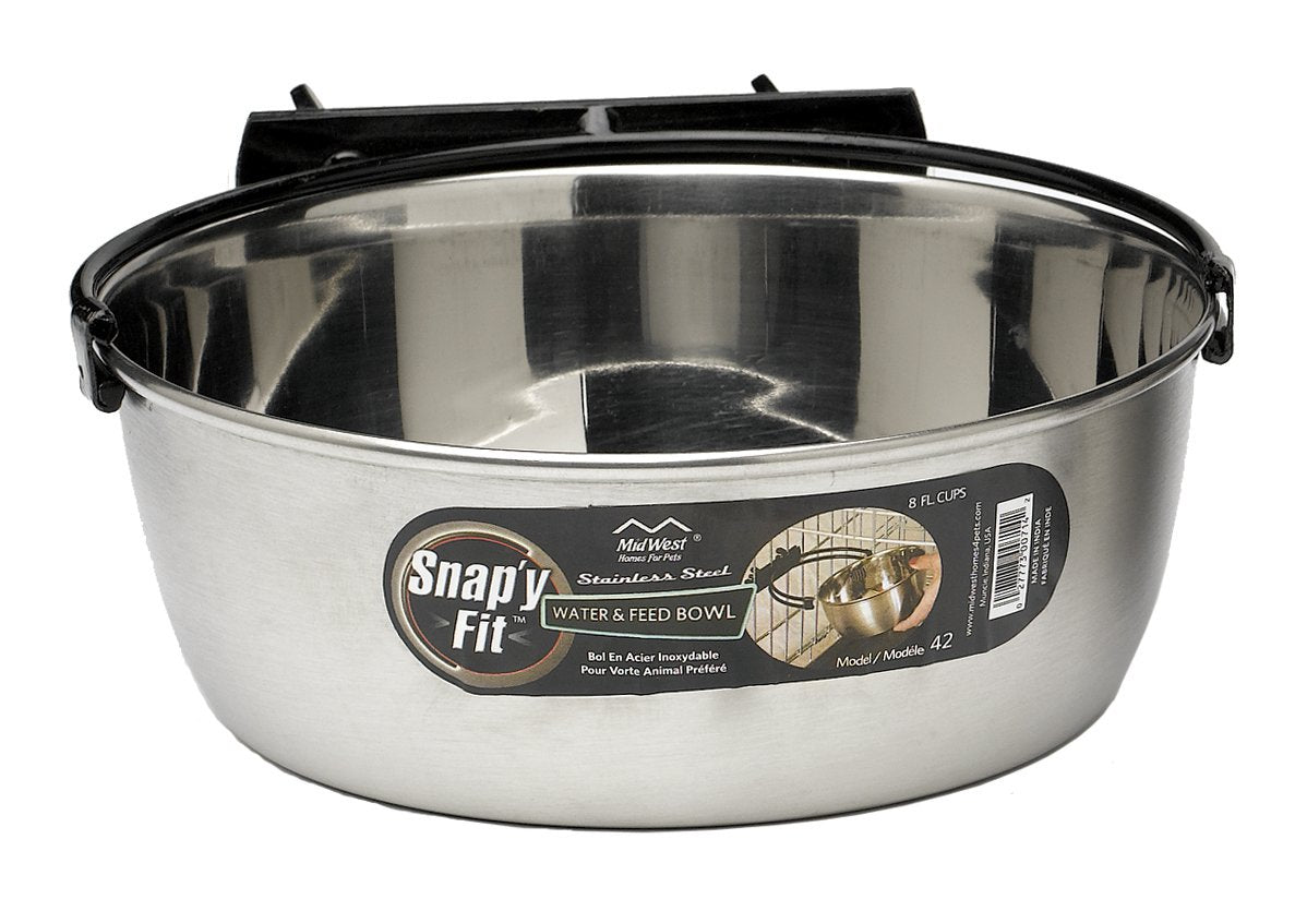 MidWest Snap'y Fit tazon acero inoxidable evita derrames durante la comida para perros grandes