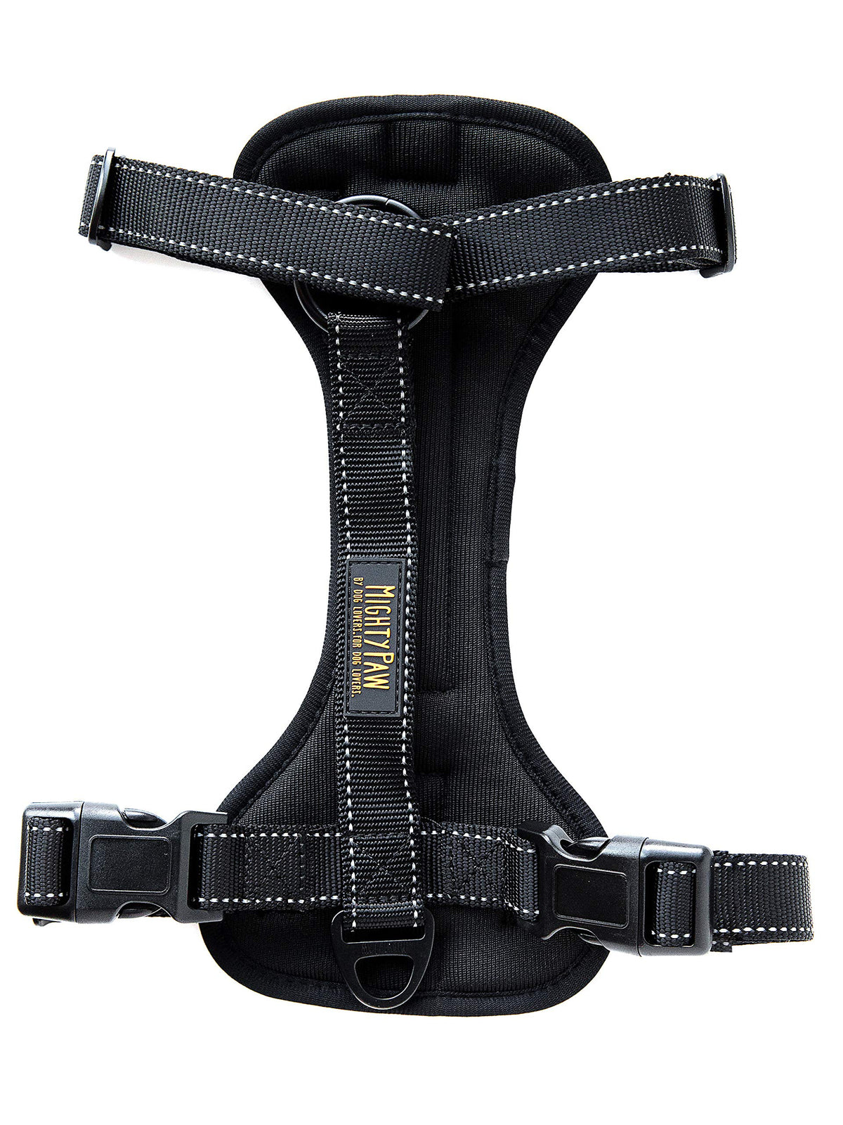 Arnés Mighty Paw para coche con dos enganches, ideal para mayor control en viajes.