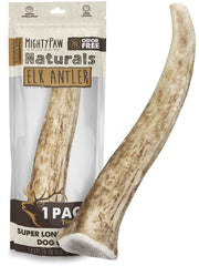Mighty Paw astas de ciervo partidas para perro mediano, masticación natural y duradera.
