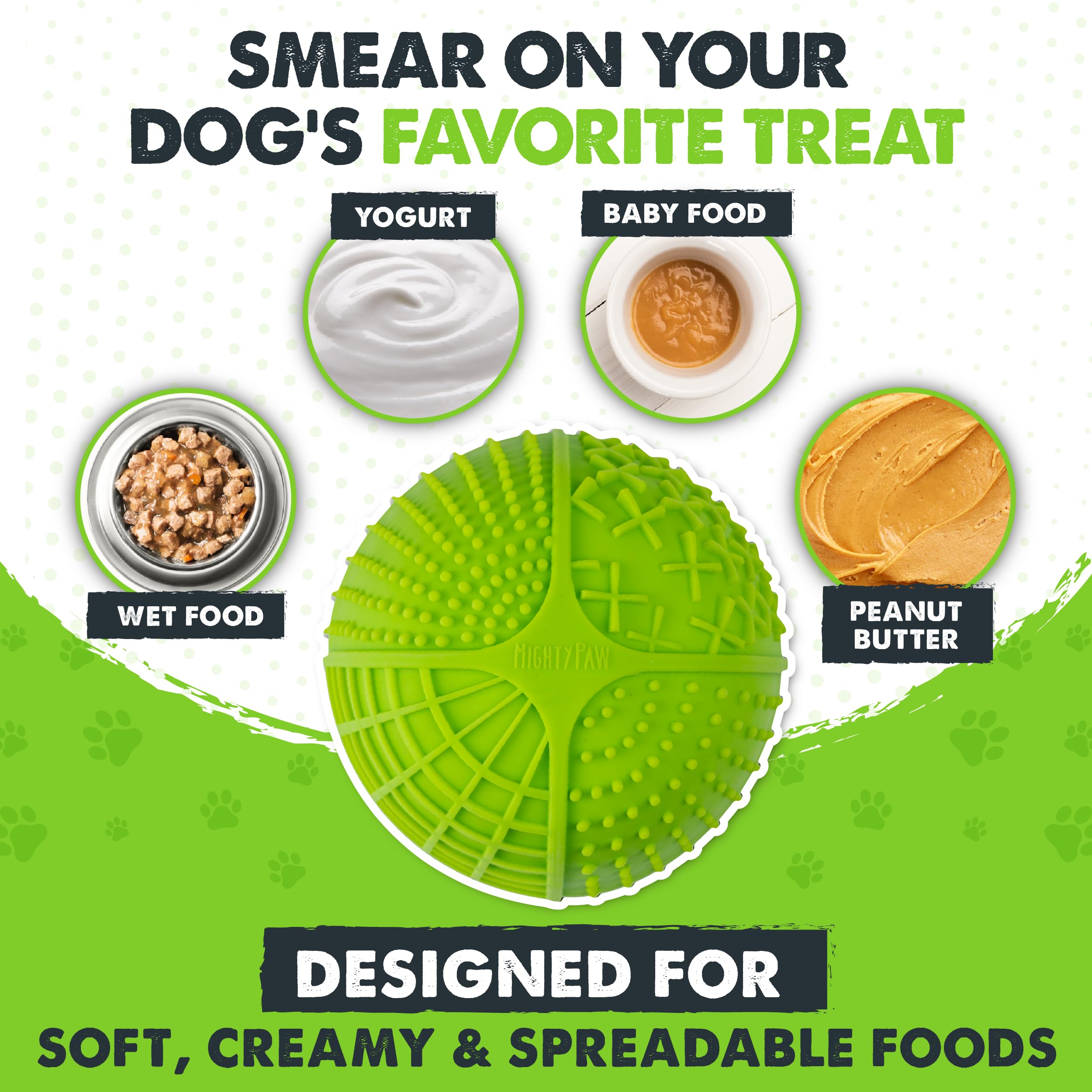 Mighty Paw Dog Lick Bowl para uso con comida húmeda y lamido suave.
