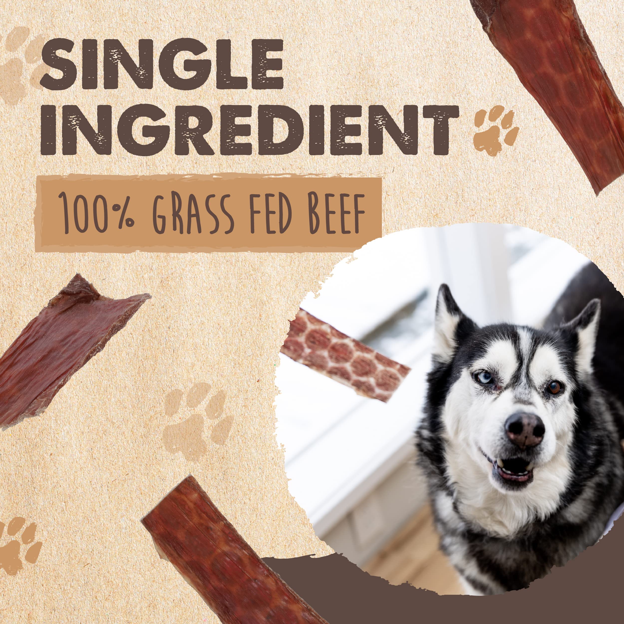 Mighty Paw jerky de esófago de res, tiras crujientes para premiar a tu perro.